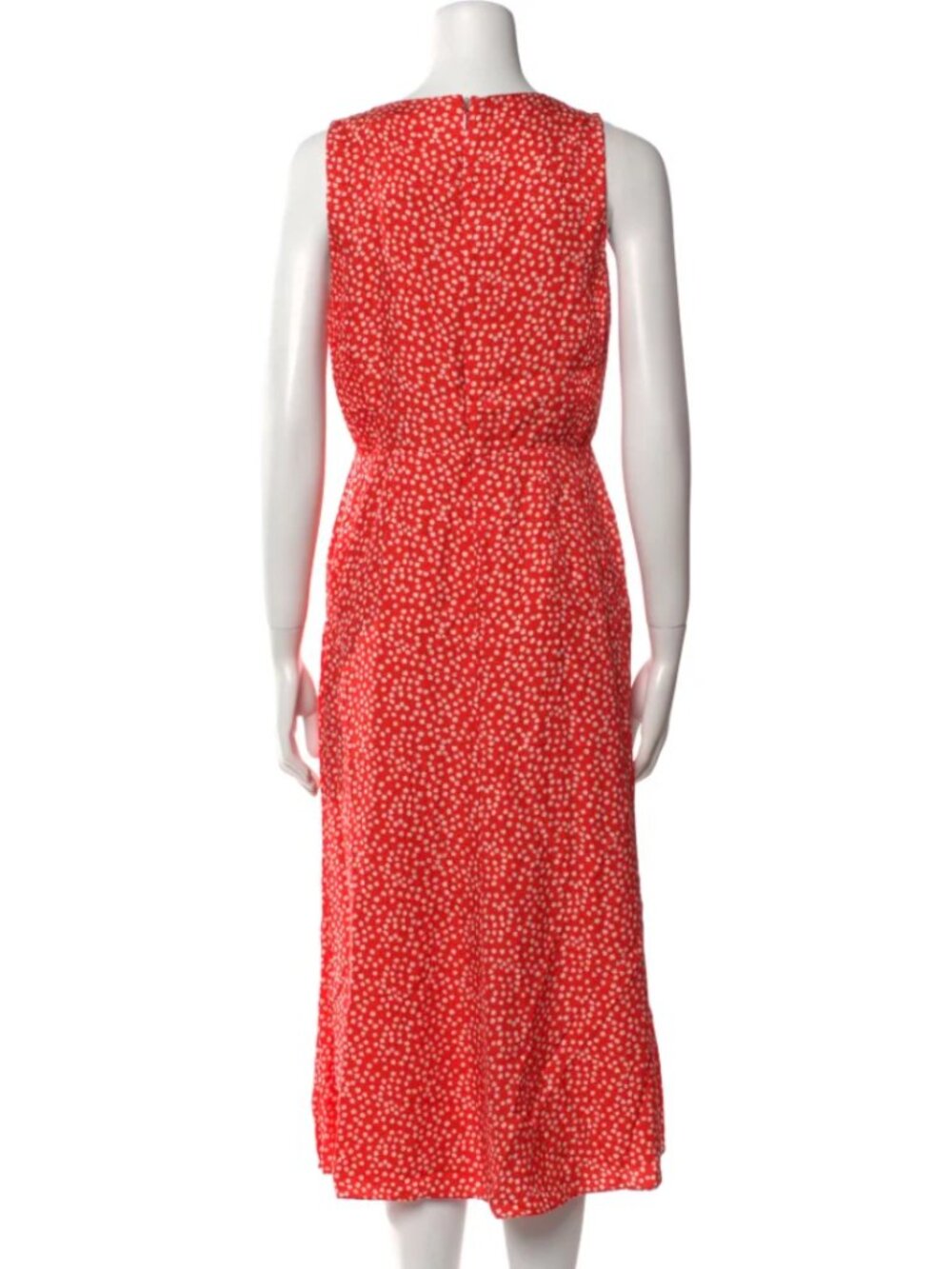 Rebecca Taylor Malia Twist Front Silk Midi Dress Red Floral Jacquard Size 4 - Picture 5 of 7